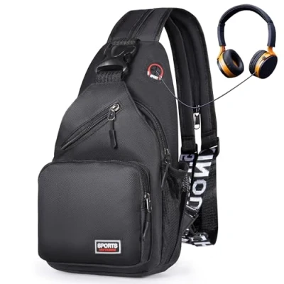 Image of Geestock Crossbody Sling Bag for Men &amp; Women,Convertible Cross Body Shoulder Backpack with Adjustable Strap, Chest Waterproof,Casual Daypack Hiking,Cycling,Travel (Black)