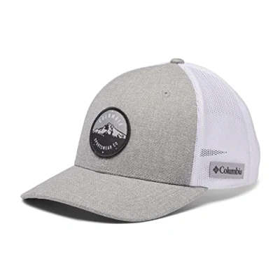 Image of Columbia Unisex Mesh Snap Back, Back Cap, Grey HTHR Mt Hood Circle Patch, O/S