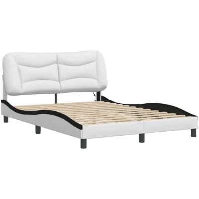 Image of vidaXL Bed Frame with LED without Mattress &quot;Hvar&quot; White and Black 120x200 cm