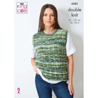 Image of King Cole DK Knitting Pattern 6283 Ladies Sweater &amp; Tank Top