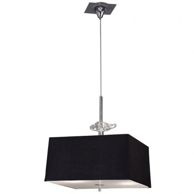 Image of Akira Ceiling Pendant 4 Light E27, Polished Chrome, Frosted Glass with Black Shade