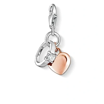 Image of Thomas Sabo Women Charm Pendant Ring Heart Club 925 Sterling Silver 1000 416 14