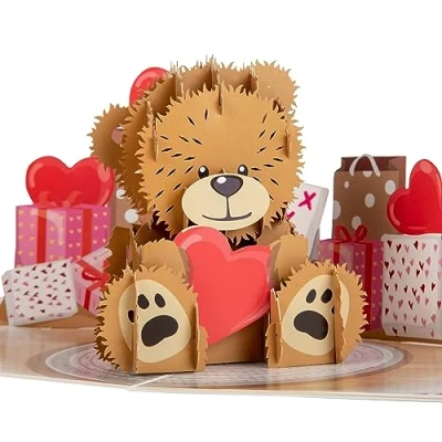 Image of Cardology Love Bear Pop Up Card Mothers Day Card, Birthday for Mum, Valentines Anniversary Cards or First Father&#039;s Handmade