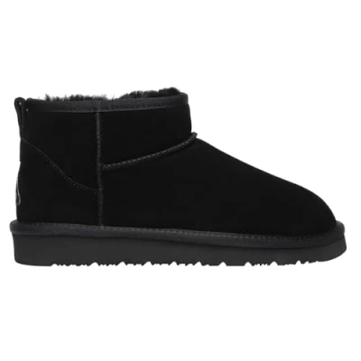 Image of EVERAU WOMEN Finch Ultra Mini Classic Boots Womens Warm Ankle Winter Sheepskin Suede Water Resistant Boots, Black, UK 5/UK MEN 5