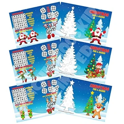 Image of Pack of 18 Christmas Fun and Games Activity Sheets Party Bag Books Fillers