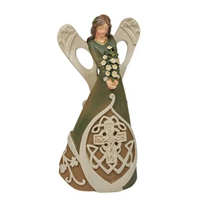 Image of Roman 7 Luck of the Irish Woodcut Inspirational Angel Figure with Celtic Cross