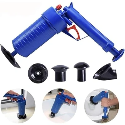 Image of MantraRaj Drain Plunger Toilet Kitchen Sink Sewer Dredge Tool High Pressure Air Pump Pipe Tools Cleaning with 4 Suckers for Bathtub Shower