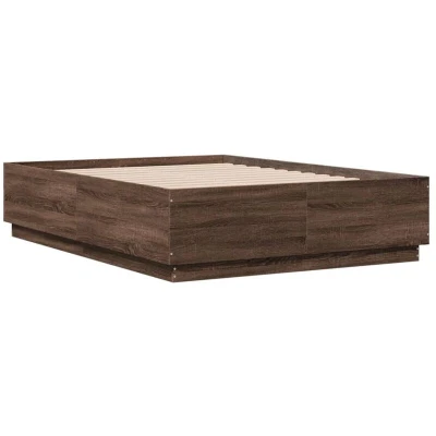 Image of vidaXL Bed Frame without Mattress Brown Oak 140x190 cm