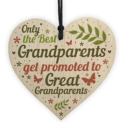 Image of RED OCEAN Baby Announcement Great Grandparent Gifts Wooden Heart Birthday Christmas Keepsake