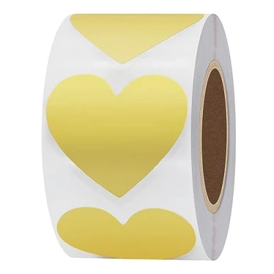 Image of Hylabelest Love Heart Stickers Color Coding Dot Labels 1.5&quot; Adhesive Label 500 Per Roll (Gold)