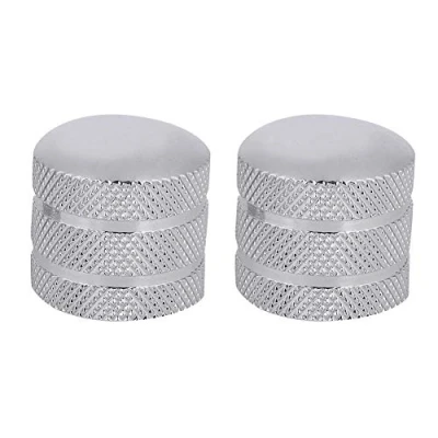 Image of 2Pcs Guitar Bass Dome Knobs, 6mm Metal Electric Knobs Potentiometer Cap Volume Tone (Silver)