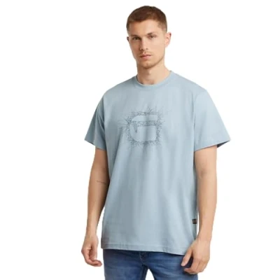 Image of G STAR Men&#039;s Stitch Burger Logo Loose R T Shirt, Blue (Faze D25672 c336 6481), M