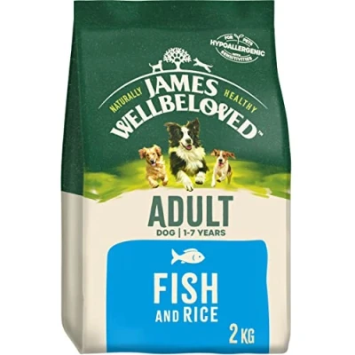 Image of James Wellbeloved Adult Fish &amp; Rice 2 kg Bag, Hypoallergenic Dry Dog Food