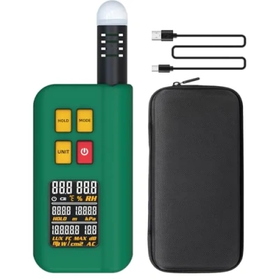 Image of BSIDE GX1 Handheld Environmental Meter Rechargeable with Digital Light Decibel Barometer Altitude Temperature and Humidity 6 in 1, Colour Display Data Hold Smart Testing
