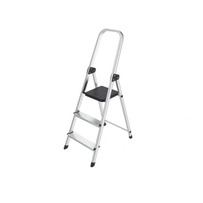 Image of Hyfive Aluminium Step Ladder 3 Non Slip Treads Made from Lightweight Heavy Duty Steel, Portable with Anti Feet EN131 Approved