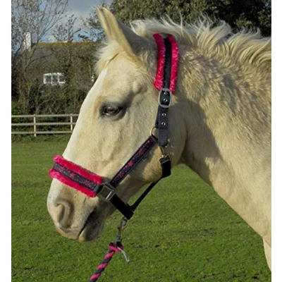 Image of Rhinegold Crystal Star Headcollar &amp; Rope Set, 345 f nvy/Pink
