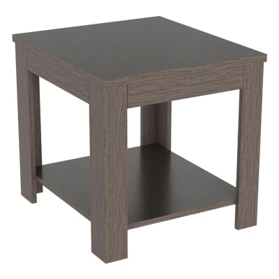 Image of AVF Calibre Side Table Grey Oak Effect Coffee with Shelf. Perfect for Living room, Lounge, Bedroom. 50cm x 45cm 44.7cm high