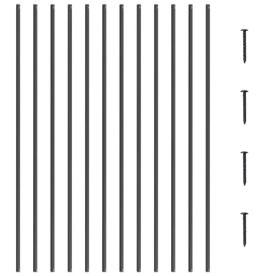 Image of VEVOR Staircase Metal Balusters, 44&#039;&#039; x 0.5&#039;&#039; Square Aluminum Alloy Decorative Banister Spindles, 31 Pack Deck Baluster with Screws, Classic Hollow Straight Railing Satin Black Powder Coated