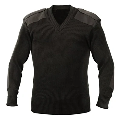 Image of Adults Military Army Security Pullover Jumper Sweater V Neck (XXL, Black)