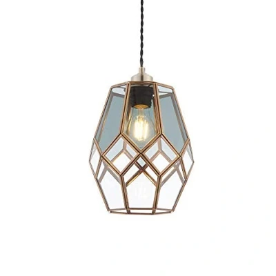 Image of Endon 73296 Ripley Non Electric Shade In Antique Brass With Clear And Smoked Glass
