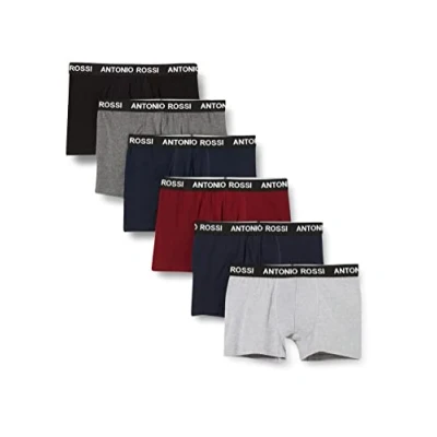 Image of ANTONIO ROSSI (3/6 Pack) Men&#039;s Fitted Boxer Hipsters Mens Boxers Shorts Multipack with Elastic Waistband Cotton Rich, Comfortable Underwear, Classic Dark (6 Pack), M