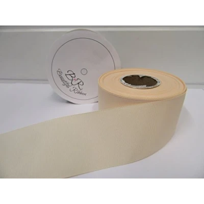 Image of Beautiful Ribbon 2 metres of 50mm Grosgrain Ribbed Cream Double Sided 50 mm 5cm 2&quot; Inch
