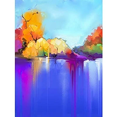 Image of Wee Blue Coo Autumn Lake Landscape Unframed Art Print Poster Wall Decor 12x16 inch