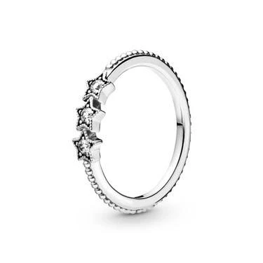 Image of PANDORA Moments Women&#039;s Sterling Silver Celestial Stars Cubic Zirconia Ring, Size 48, No Box