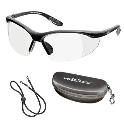 Image of voltX &#039;Constructor&#039; Safety Readers (Clear +2.0 Dioptre) Full Lens Reading Glasses UKCA &amp; CE EN166f Certified with Case Wraparound Style Includes Cord UV400