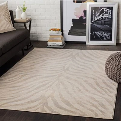 Image of Livabliss Luanda Geometric Rug Scandi Area Rugs Living Room 120x170 cm, Dining, Kitchen Neutral, Abstract Patterned Rugs, Boho Style, Easy Care Pile Large Rug, Grey, Black and Beige