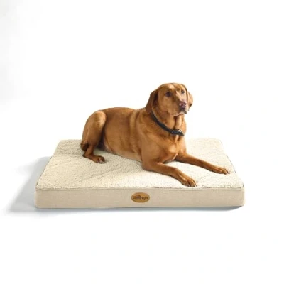 Image of Silentnight Crate Dog Bed Orthopaedic Firm Support Pet Mattress Non Slip Base Comfort &amp; Mat Reduce Pressure on Joints, Removable and Washable Sherpa Cover, Extra Large 81x112cm, Natural