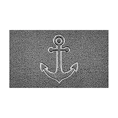 Image of Nicoman Embossed Spaghetti Door Mat Dirt Trapper Jet Washable Doormat 70x43cm (Grey, ANCHOR Shape) Use Outdoor ONLY