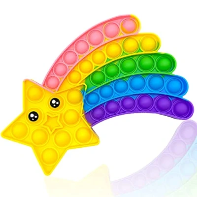 Image of Cykapu Bubble Poppet Fidget Toy, Silicone Rainbow Meteor Push Pop Sensory Popping Stress Autism Relief Toy for Parent Child, Friends, Gift, Christmas, Halloween Party