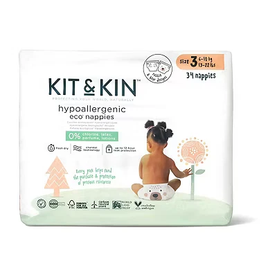 Image of Kit &amp; Kin Eco Nappies Size 3, 32 pack, 6 10kg/13 22lbs