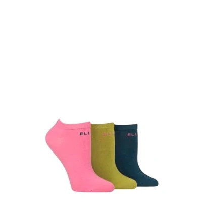 Image of Women&#039;s 3 Pair Elle Plain, Stripe and Patterned Cotton No Show Socks Coastal Joy Plain 4 8