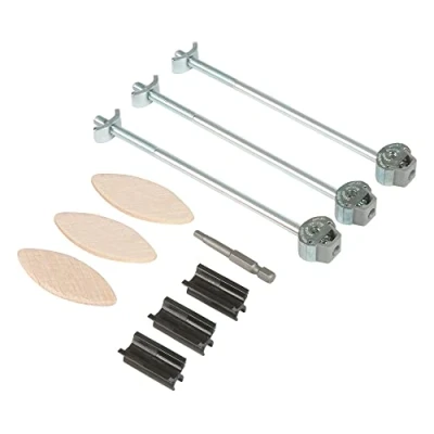 Image of Trend ZIPBOLT Slimline Worktop Connector Kit, 16 25mm Thickness, Zinc Plated Steel, Laminated Chipboard &amp; Solid Wood Compatible, ZIP/25/158/3