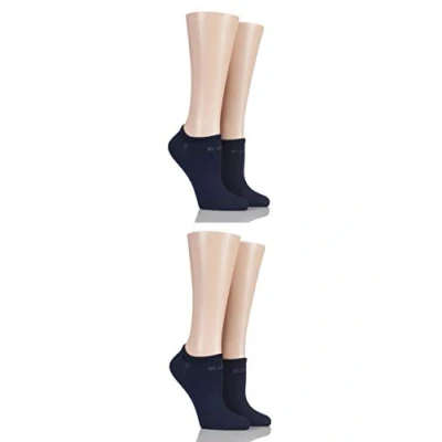 Image of Elle Ladies Bamboo No Show Socks Pack of 4 Navy 8