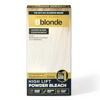 Image of Jerome Russell Bblonde High Lift Bleach Powder Hair for Blonde to Dark Brown Colour with Mineral Oils Care, Dye Lifts 6 9 Shades, Pack of 4 Sachets inside (4x 25g)