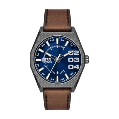 Image of Diesel Men Analog Quartz Watch with Leather Strap DZ2189