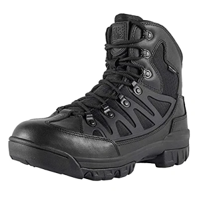 Image of FREE SOLDIER Mens Hiking Boots Tactical Combat (9, Black Leather)