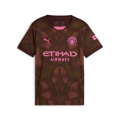 Image of PUMA Kids Manchester City FC 2024/25 Soccer Goalkeeper Shirt Brown Size: 15/16 Year
