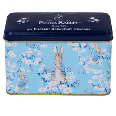 Image of New English Teas Daisies Peter Rabbit Tea Tin with 40 Breakfast Teabags