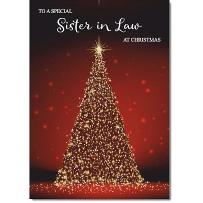 Image of doodlecards Sister in Law Christmas Card Red Tree Medium Size for with Plain Envelope