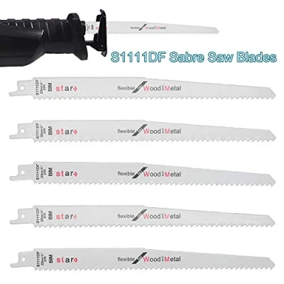 Image of Reciprocating Saws Blades BE TOOL Sabre Saw Combo Wood Metal &amp; Demolition fits Bosch, Dewalt, Makita,S1111DF 225mm Long High Carbon Steel HCS 5 PCS Pack