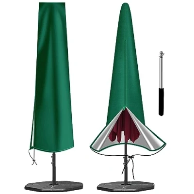 Image of OKPOW Parasol Cover Waterproof 600D Heavy Duty Garden Fit for 2.5m 2.7m 3m Large Outdoor Umbrella Anti UV Windproof Patio Protection With Zip
