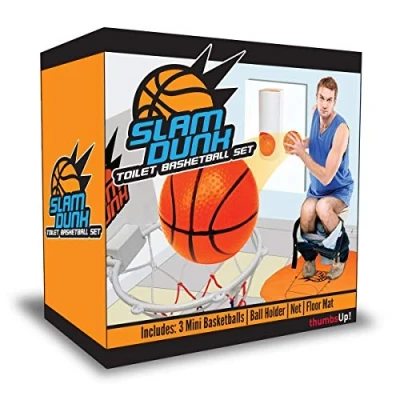 Image of bathroom mini toilet basketball set, for and bathroom, basket with balls