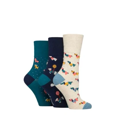Image of Women&#039;s 3 Pair Gentle Grip Fun Feet Socks I&#039;m a Dog Person 4 8 Ladies