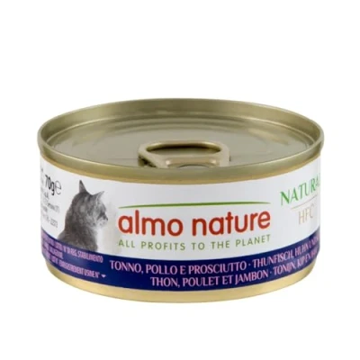 Image of almo nature HFC Natural Megapack, Wet cat food Tuna, Chicken and Cheese (6 x 70 g cans)