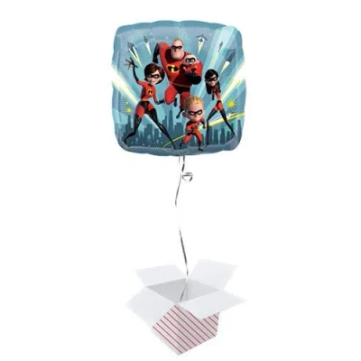 Image of Incredibles 2 Square Foil Helium Balloon Inflated in a Box