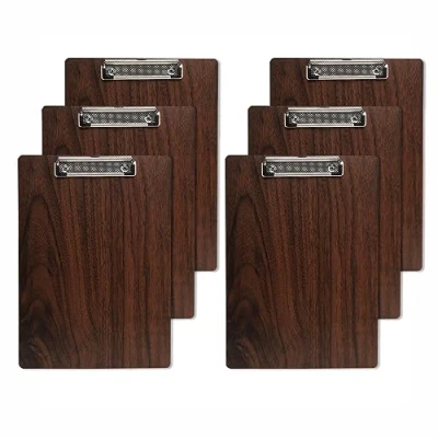 Image of GUOKOFF A5 Clipboard, 6 Pack Wooden Clipboards with Hanging Hole, Clipboard Low Profile Clip, Writing Board Hardboard Clip Boards